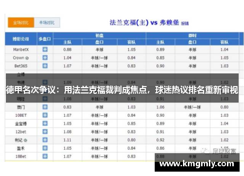 德甲名次争议：用法兰克福裁判成焦点，球迷热议排名重新审视